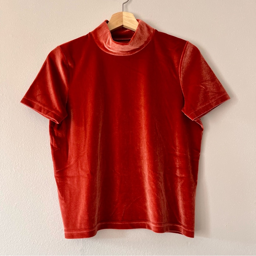 Madewell Velvet Mockneck Top • Red • Size S